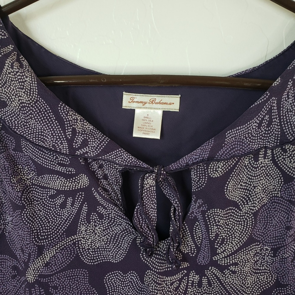Tommy Bahama Blouse Women's Size 6‎ Purple Floral Sleeveless Sheer Lined Top - Picture 3 of 8